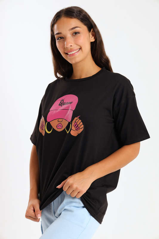 Ladies Printed Slogan Maxi T-shirts