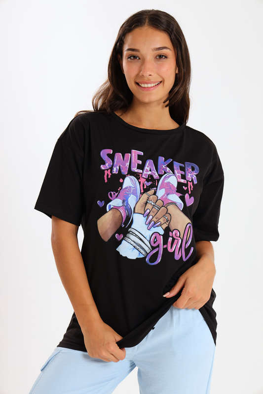 Ladies Printed Slogan Maxi T-shirts