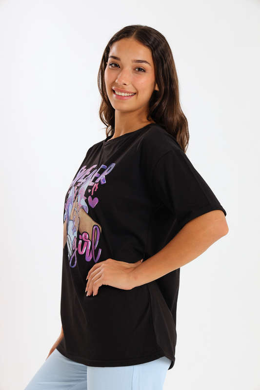 Ladies Printed Slogan Maxi T-shirts