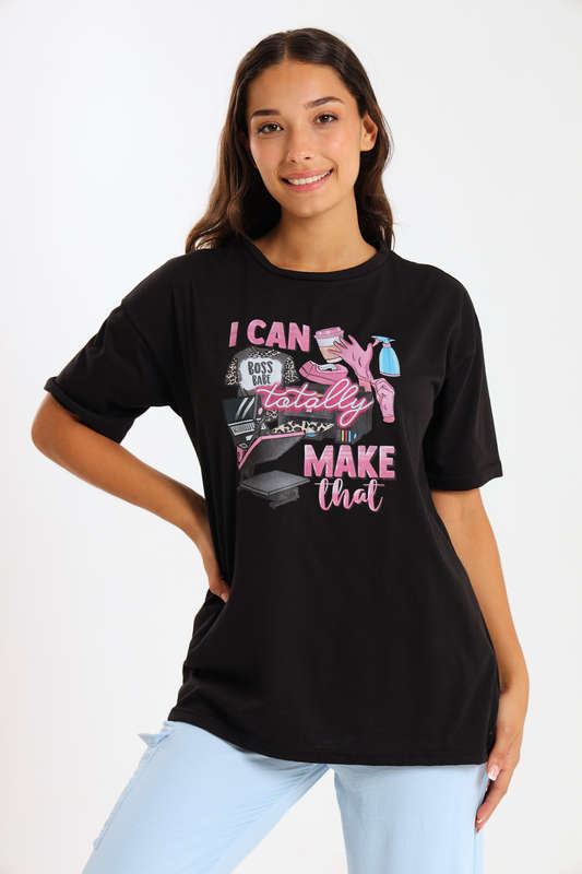 Ladies Printed Slogan Maxi T-shirts