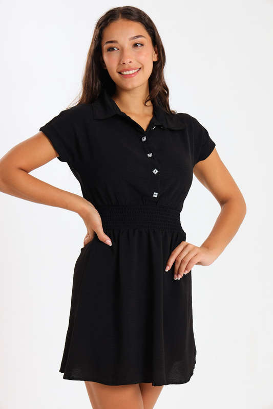 Ladies Stacy Black Mini Airflow Event Dress