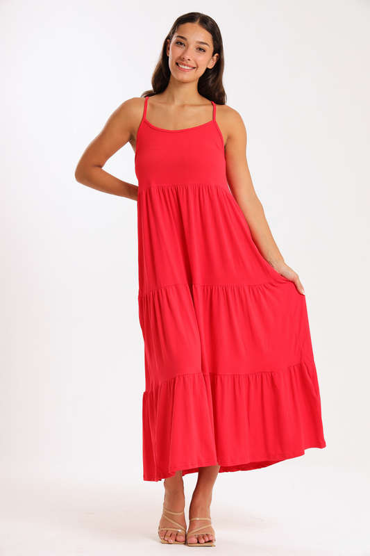 Ladies Strappy Tiered Summer Maxi Dress
