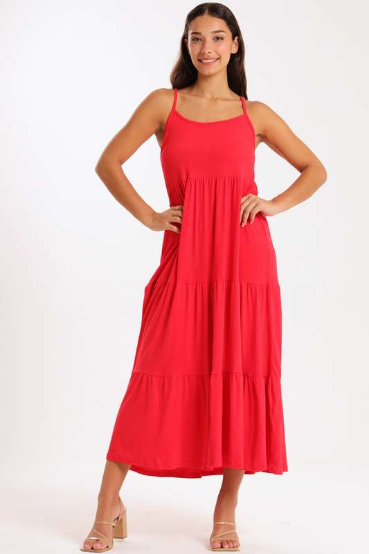 Ladies Strappy Tiered Summer Maxi Dress