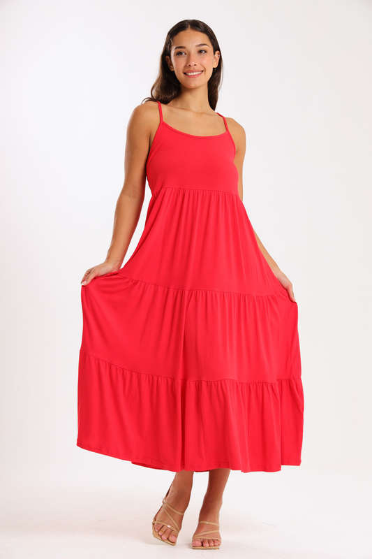Ladies Strappy Tiered Summer Maxi Dress