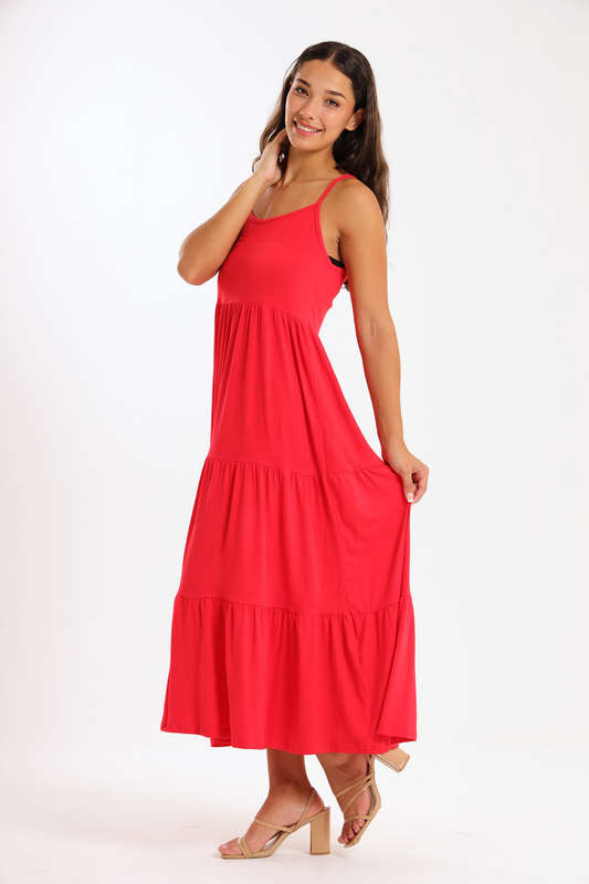 Ladies Strappy Tiered Summer Maxi Dress