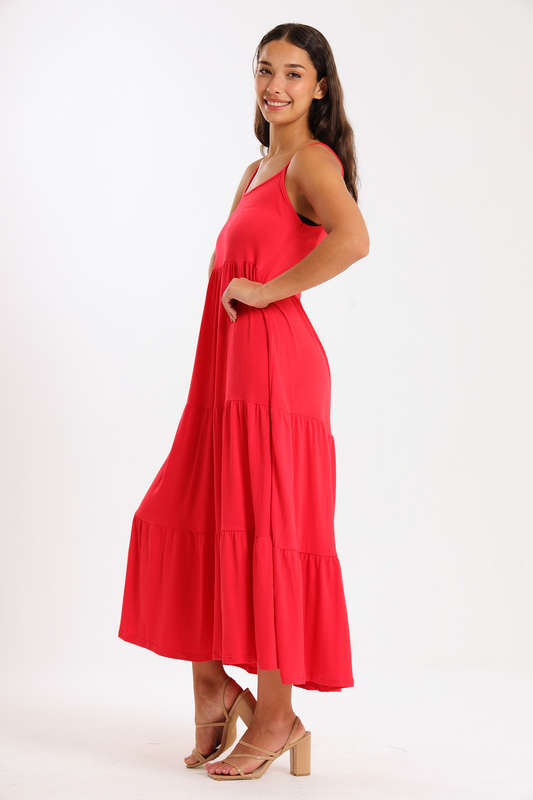 Ladies Strappy Tiered Summer Maxi Dress