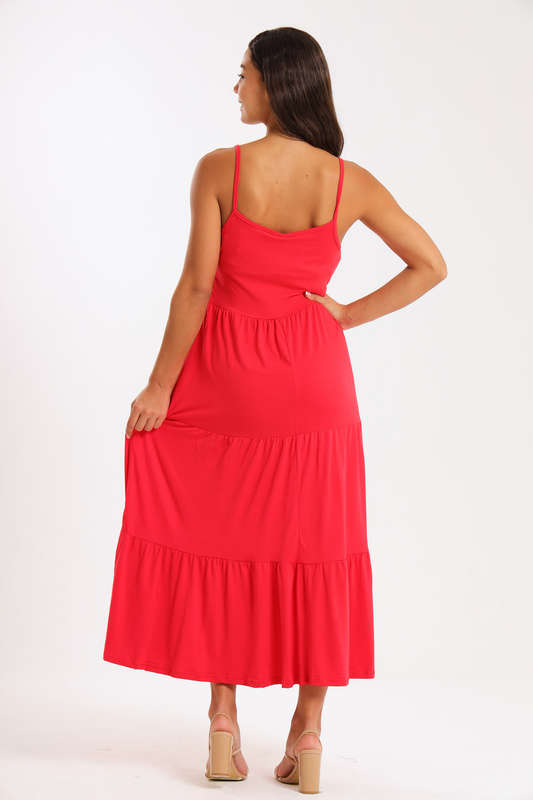 Ladies Strappy Tiered Summer Maxi Dress