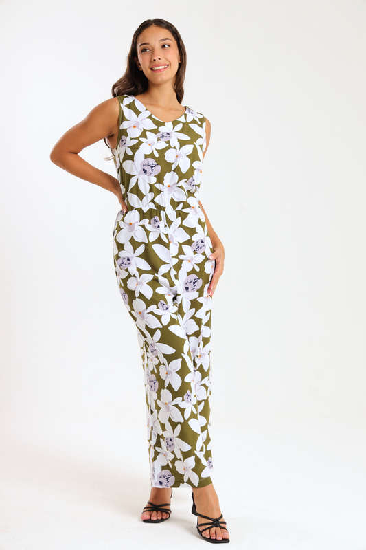Ladies Summer Floral Printed Sleeveless Jumpsuit