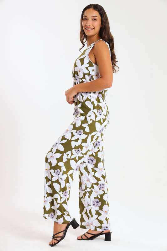 Ladies Summer Floral Printed Sleeveless Jumpsuit