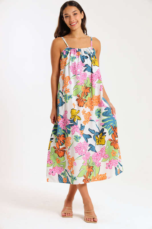 Lexie Floral Printed Midaxi Sleeveless Dress With Pockets
