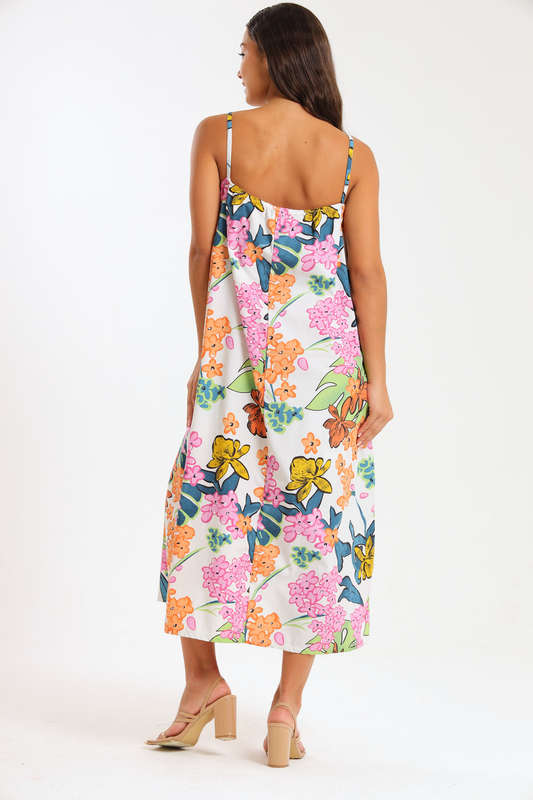 Lexie Floral Printed Midaxi Sleeveless Dress With Pockets