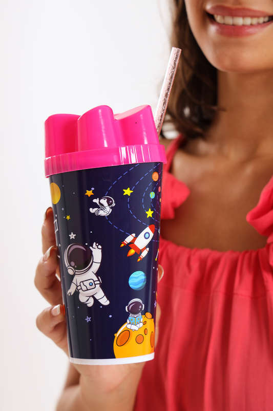 Senza® 4 Pack Space Sipper Party Cups with Lids and Straws for Kids 350 ml