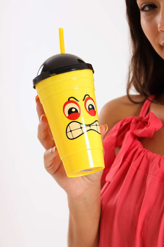 Senza® 4 Pack Face Sipper Party Cups with Lids and Straws for Kids 350 ml