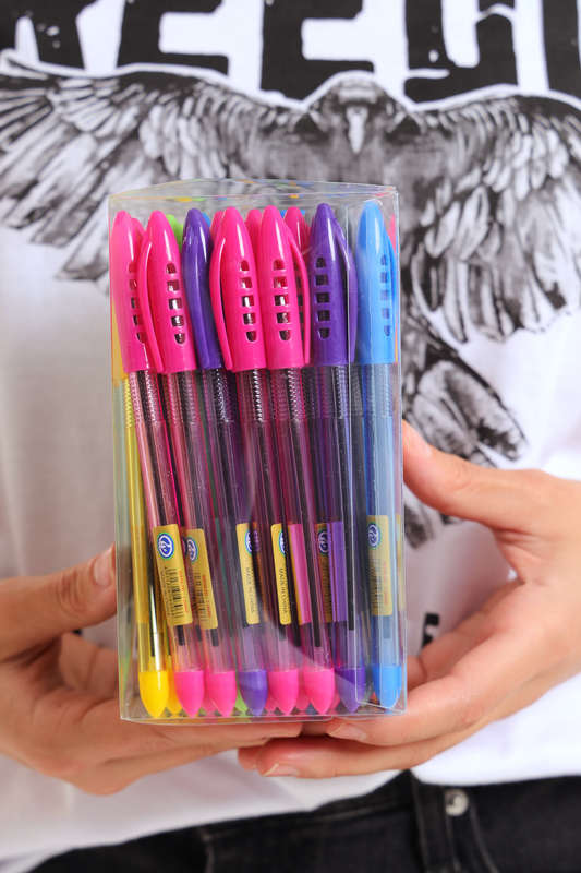Senza® 50 Pcs Blue Ball Point Pens With Click Cap For School or Office