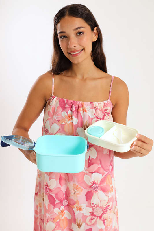 Senza® Dual Layer Lunch Box Set With Spoon &amp; Sauce Container 1600ml