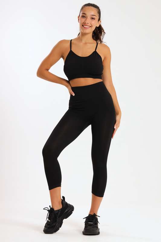 Senza® Matching 2 Piece Running High Impact Gym Set With Matching Leggings &amp; Yoga Crop Top Bra