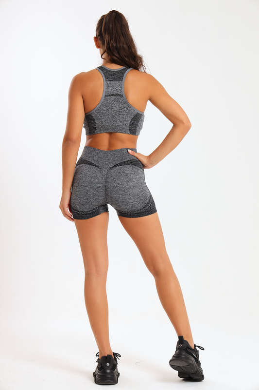 Senza® Matching 2 Piece Running High Impact Gym Set With Matching Shorts &amp; Yoga Crop Top Bra