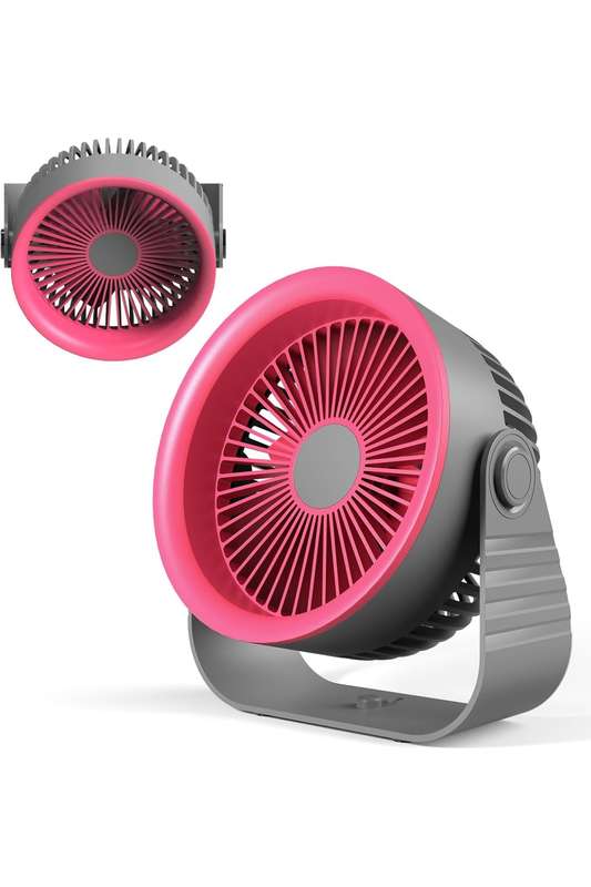 XO MF86 Rechargeable Silent Desktop or Wall Mounted Fan With 4 Speed Adjustment Pink 3600mAh