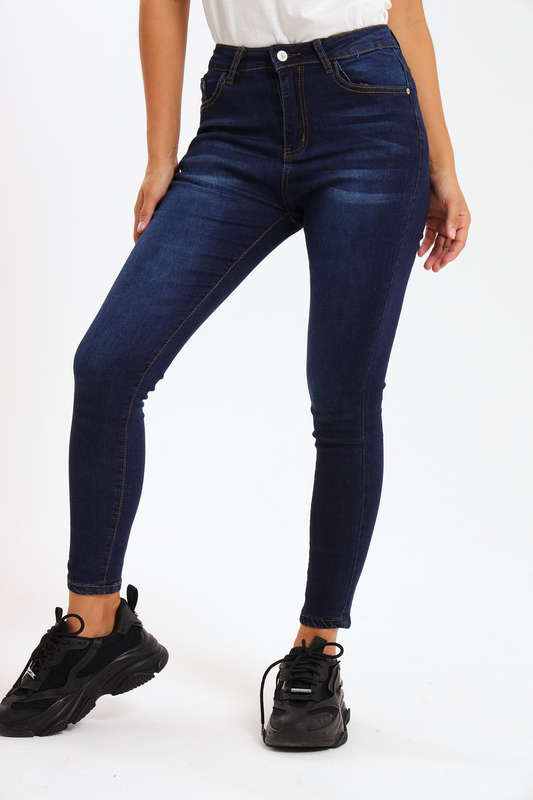Ladies Blue High Rise Stretch Skinny Jeans