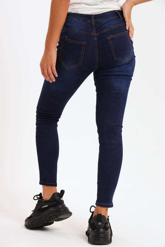 Ladies Blue High Rise Stretch Skinny Jeans