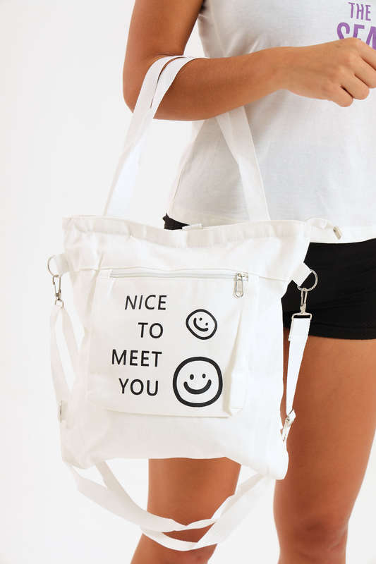 Ladies Canvas Tote Travel Bag With Multiple Compartments
