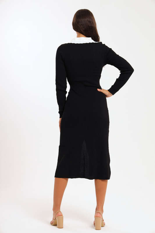 Ladies Classic Button Down Jersey Midi Dress