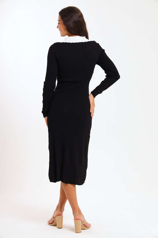Ladies Classic Button Down Jersey Midi Dress