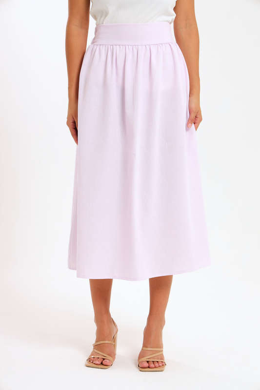 Ladies High Waisted Maxi Linen Skirt