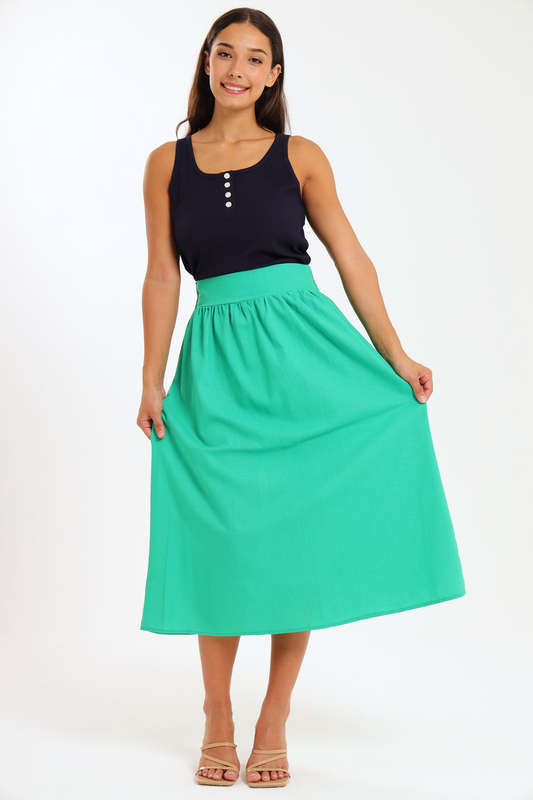 Ladies High Waisted Maxi Linen Skirt