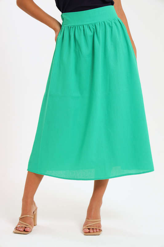 Ladies High Waisted Maxi Linen Skirt