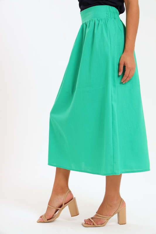 Ladies High Waisted Maxi Linen Skirt