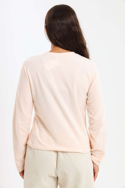 Ladies Long Sleeve Fleece Line Pyjama Tops