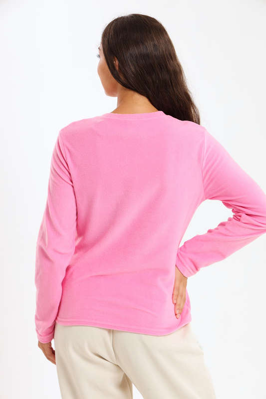 Ladies Long Sleeve Fleece Line Pyjama Tops