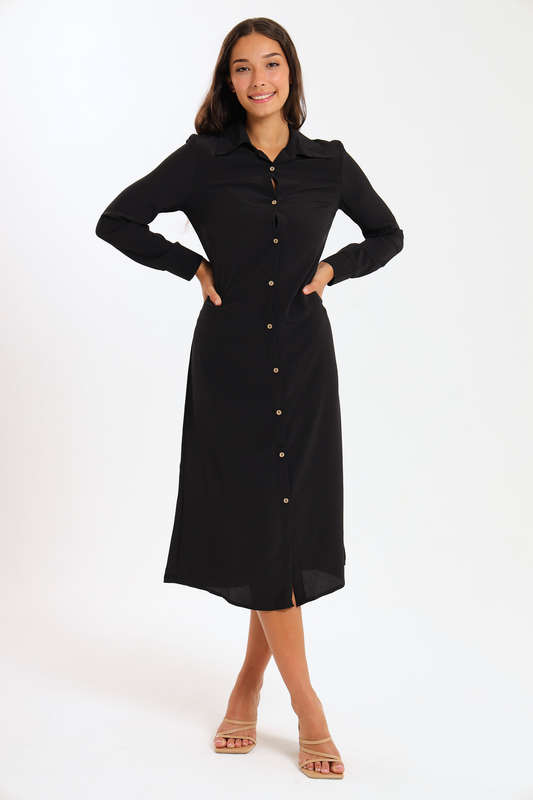 Niha Button Down Long Sleeve Office Shirt Dress