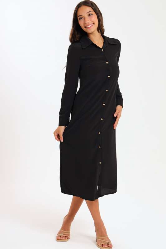 Niha Button Down Long Sleeve Office Shirt Dress