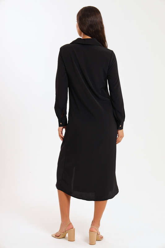 Niha Button Down Long Sleeve Office Shirt Dress