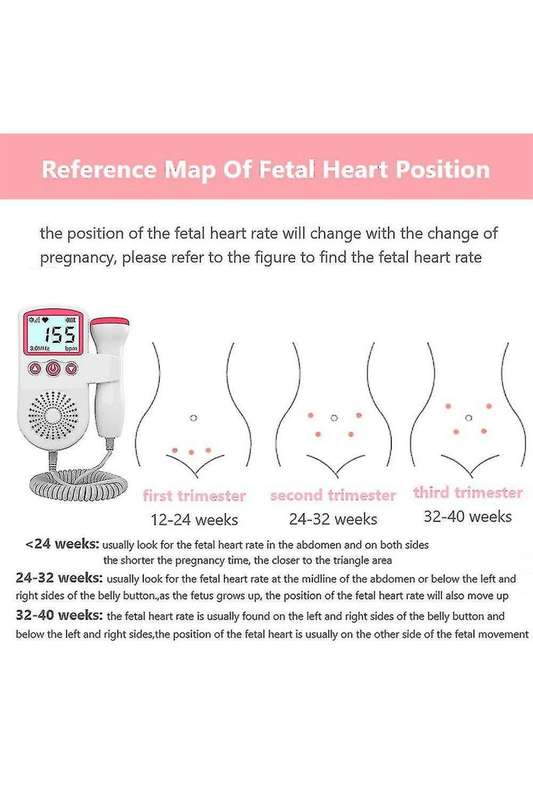 Ultrasonic Fetal Doppler Detect Baby Heartbeat Rate Probe Prenatal Monitor