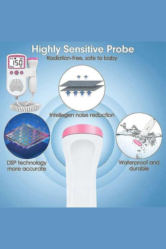Ultrasonic Fetal Doppler Detect Baby Heartbeat Rate Probe Prenatal Monitor