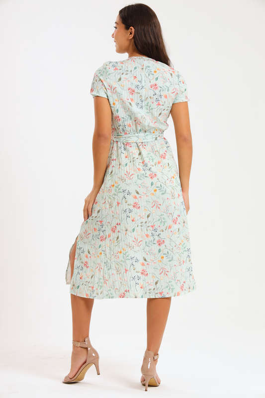 Annalee Short Sleeve Pleated Midaxi Dress