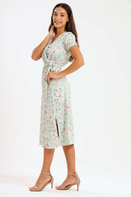 Annalee Short Sleeve Pleated Midaxi Dress