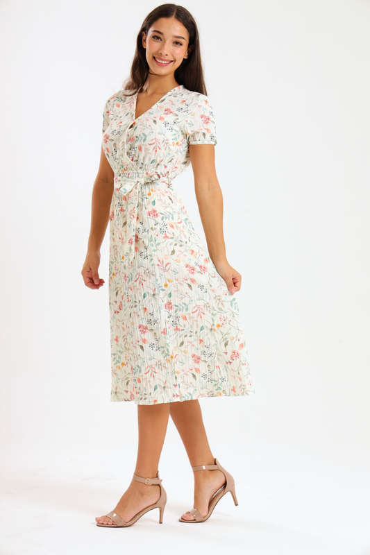 Annalee Short Sleeve Pleated Midaxi Dress