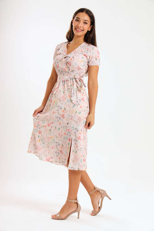Annalee Short Sleeve Pleated Midaxi Dress