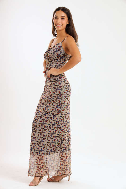 Catalina Sleeveless Meshed Lined Bodycon Maxi Dress