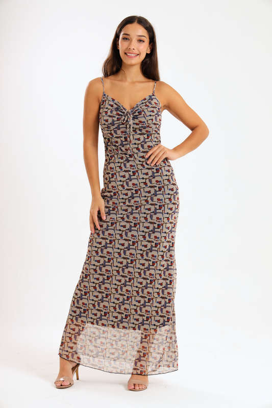 Catalina Sleeveless Meshed Lined Bodycon Maxi Dress