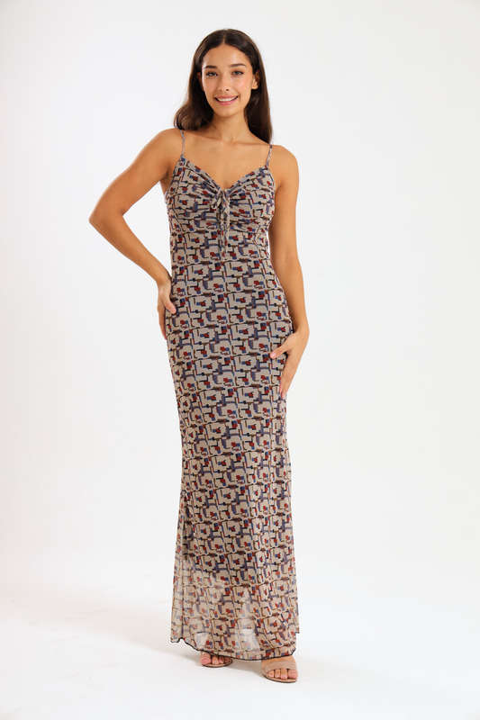 Catalina Sleeveless Meshed Lined Bodycon Maxi Dress