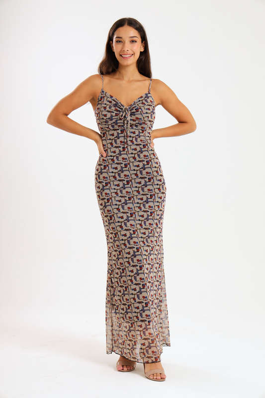 Catalina Sleeveless Meshed Lined Bodycon Maxi Dress