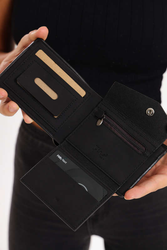 Classic Black PU Leather Multiple Card Wallet Suede