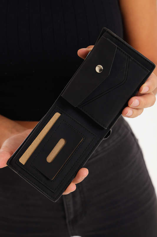 Classic Black PU Leather Multiple Card Wallet Suede