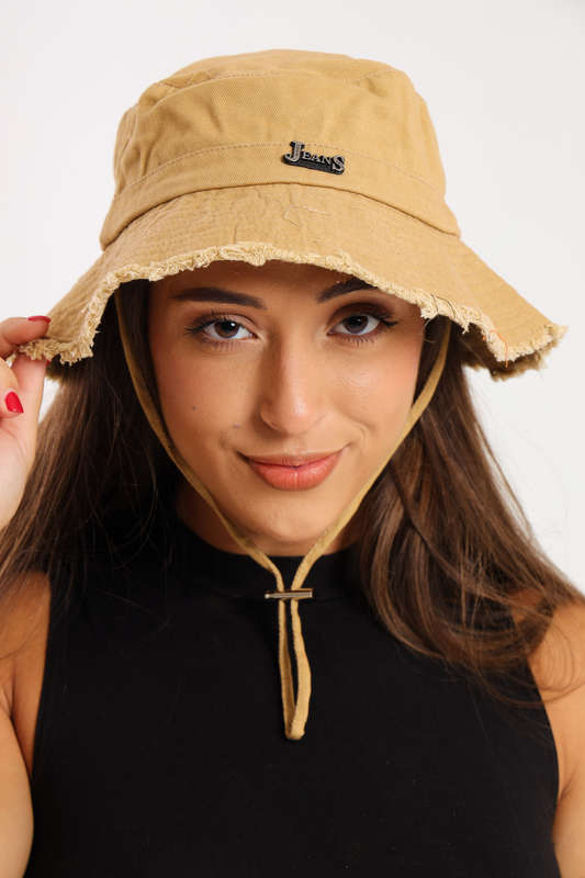 Denim Drawstring Frayed Bucket Hat For Men or Ladies