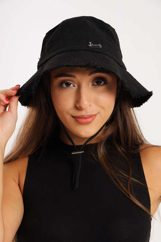 Denim Drawstring Frayed Bucket Hat For Men or Ladies